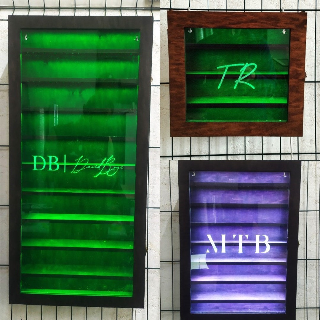 Display Case With LED, Wood Display Display Case With Shelves