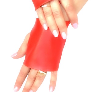Red Gloves fingerless leather Unisex, soft premium quality Italian leather, Smartphone  gloves, Varios colors
