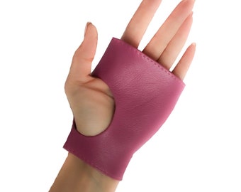 Leather gloves fingerless, Winter arm warmers for women, Various colors