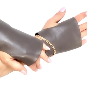 Leather gloves fingerless, Unisex gloves, Coffee with milk color