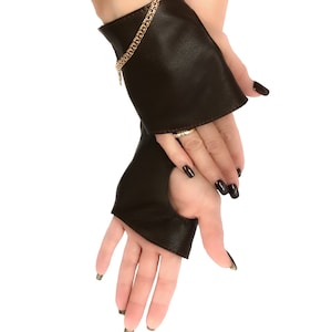 Leather fingerless gloves mens or womens, Party gloves