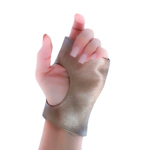 Silver leather gloves fingerless for women or men