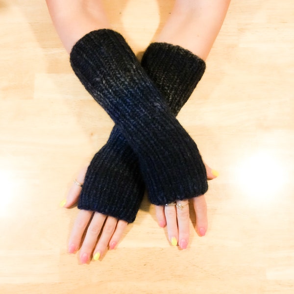 Long alpaca mittens for women, Wool knitted gloves fingerless, Merino wrist warmers fingerless Mitaines