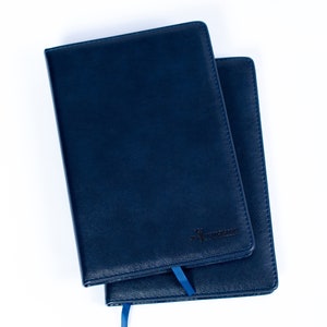 A5 Leather Notebook Brown Navy