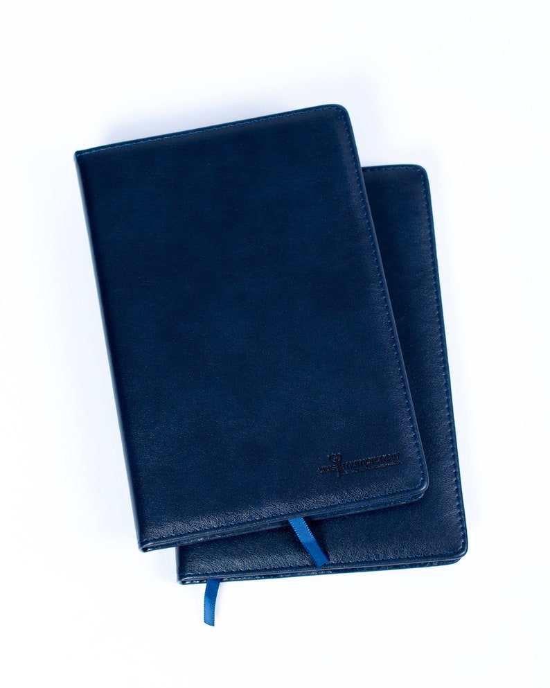 A5 Leather Notebook Brown Navy