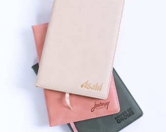 Branded leather notebook