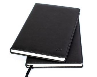 Black Personalised A5 Leather Notebook
