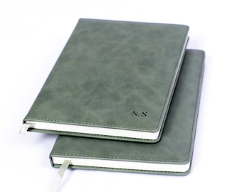 Olive Green Personalised Leather Notebook