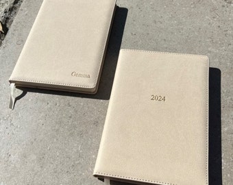 Personalised A5 Vegan Leather Notebook - Stone