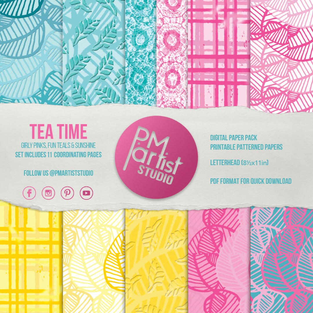 DIGITAL PRINTABLE PAPER | Tea Time | Decorative Patterned Papers ...