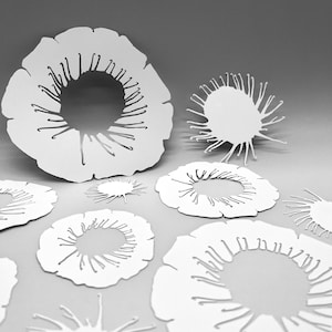 MASQUE | Les fleurs d'oursin - Ensemble de 12 | Techniques mixtes par FRAN | Idéal pour l'impression de plaques de gel, l'argile polymère, la peinture et la pâte de texture