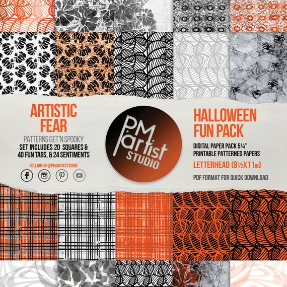 DIGITAL PRINTABLE PAPER Squares &amp; Tags Halloween | Etsy