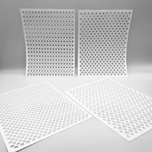 ESTÊNCEIS | Diamantes e pontos quatro estilos | Mídia mista | Ideal para impressão em placa de gel, argila de polímero, pasta de tinta e textura