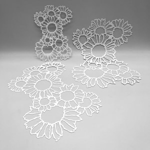MASQUE | Bouquet de tournesol | Techniques mixtes par Christy Hartman | Idéal pour l'impression de plaques de gel, l'argile polymère, la peinture et la pâte de texture