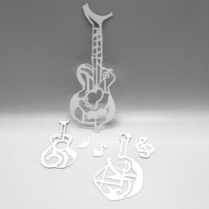 MASQUE | Trio musical Funky Strings | Technique mixte par Darcy Sanders | Idéal pour l'impression de plaques de gel, l'argile polymère, la peinture et la pâte de texture