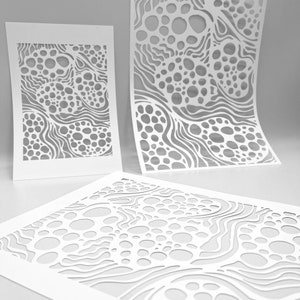 PLANTILLAS / Happy Stream / Técnica mixta de Myriam Wulf / Ideal para impresión de placas de gel, arcilla polimérica, pintura y pasta de textura