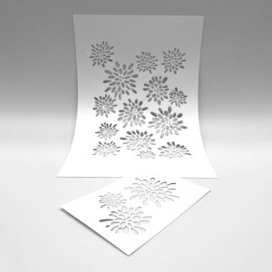 ESTÊNCEIS | Flores em duas opções de tamanho | Mídia mista | Ideal para impressão em placa de gel, argila de polímero, pasta de tinta e textura