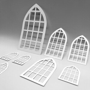MASKER | Wicked Windows Maaswerk Gothic Set van 8 | Gemengde media door CERI | Ideaal voor het printen van gelplaten, polymeerklei, verf en textuurpasta
