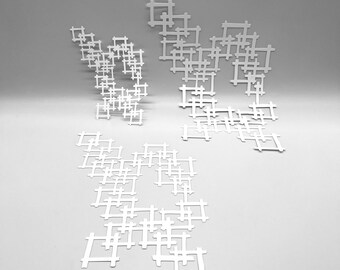 Squared Hatched Shapes Stencil | Mixed Media Art