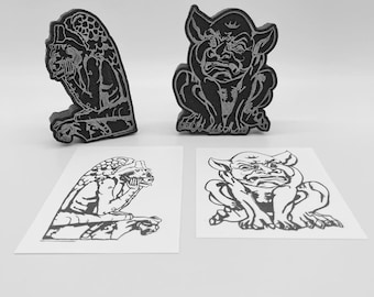 FOAM STAMPS | Gargoyles 2 Styles | Mixed Media by Susan DuFresne | Artists' Tools