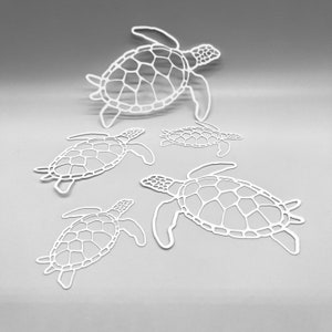 MÁSCARA / Tortuga marina - Juego de 5 / Técnica mixta de FRAN / Ideal para impresión de placas de gel, arcilla polimérica, pintura y pasta de textura
