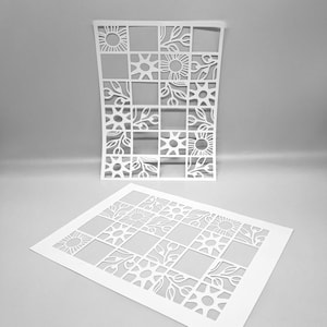 MASKI | Płytki Flora Trellis, znane również jako Quilt | autorstwa Paulla Keen | Idealne do druku żelowego, gliny polimerowej, farb i past teksturujących