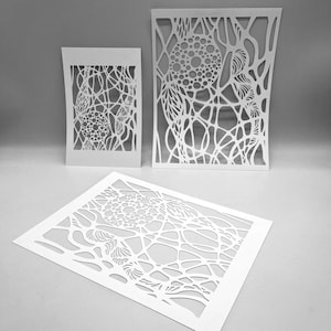 STENCIL / Neurosphering / Tecnica mista / Ideale per stampa su lastre gel, spray colorati, vernici e paste per texture