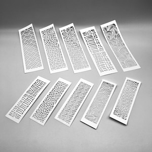 POCHOIR | Bandes Volume 3 - Lots de 5 | Technique mixte | Idéal pour l'impression sur plaque de gel, la pâte polymère, la peinture et la pâte texturée