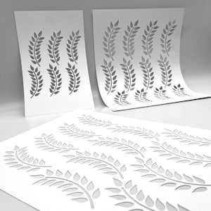 POCHOIR | Plumes de fougères | Technique mixte par le CERI | Idéal pour l'impression sur plaque de gel, la pâte polymère, la peinture et la pâte texturée