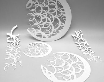 STENCILS | C of Crescents | Mixed Media | Ideal for Gel Plate Printing, Polymer Clay, Paint & Texture Paste