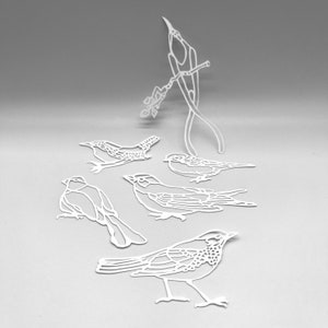 MASQUE | Les oiseaux Vol 1 Lot de 6 | Technique mixte par Susan DuFresne | Idéal pour l'impression de plaques de gel, l'argile polymère, la peinture et la pâte de texture