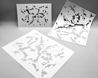 STENCILS | Crackling Marble | Mixed Media | Ideal for Gel Plate Printing, Polymer Clay, Paint & Texture Paste