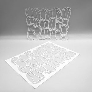 ESTÊNCEIS | Estêncil e máscara transformando tulipas (WIDE) | Mídia mista | Ideal para impressão em placa de gel, argila de polímero, pasta de tinta e textura