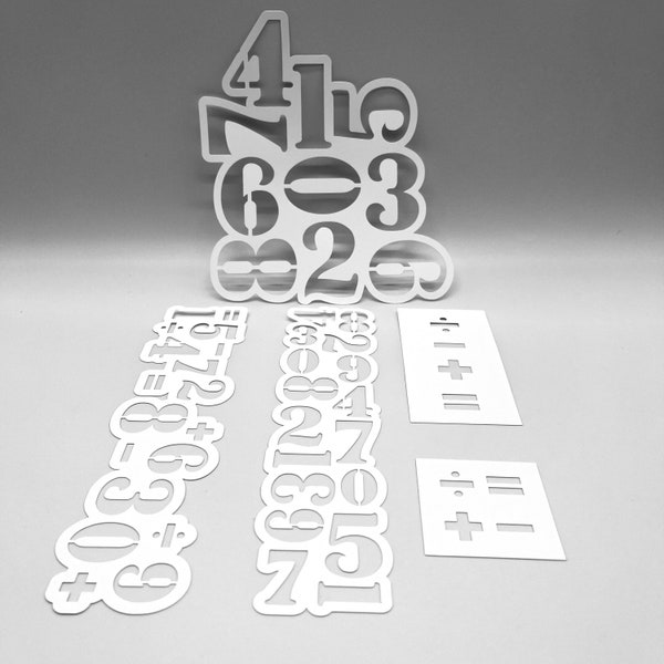 MASK | Scattered Numbers Set of 5 Clusters | Mixed Media by CERI | Ideal for Gel Plate Printing, Polymer Clay, Paint and Texture Paste