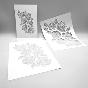 ESTÊNCIL | Buquê de rosas | Mídia mista por CERI | Ideal para impressão em placa de gel, argila de polímero, tinta e pasta de textura