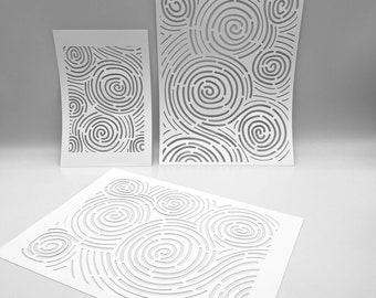 STENCILS | Sashiko Circles | Mixed Media | Ideal for Gel Plate Printing, Polymer Clay, Paint & Texture Paste