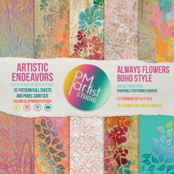 Floral Boho Letterhead Paper | Printable Papers (Digital Download)