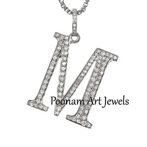 Colgante de diamantes pavé de talla rosa natural, colgante de diamantes de plata de ley 925 maciza, joyería de diamantes, regalo de San Valentín