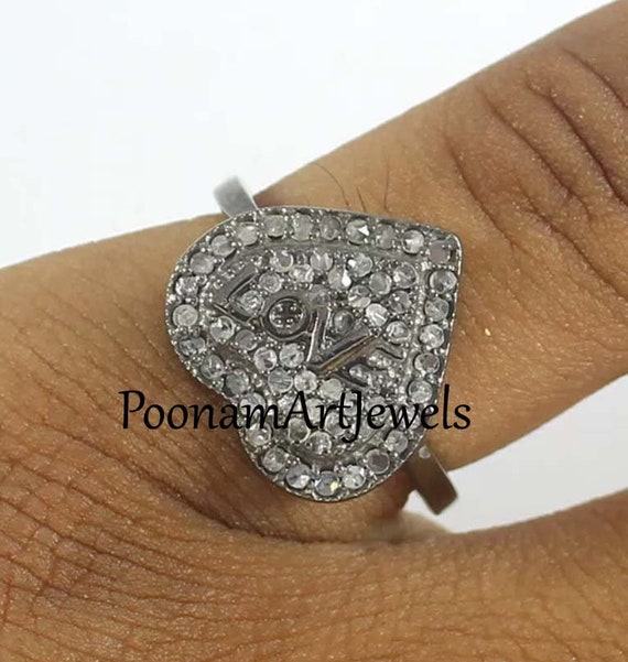 Details about   Natural Gomed Gemstone 925 Solid Silver Slice Rose Cut Diamond Dainty Halo Ring 