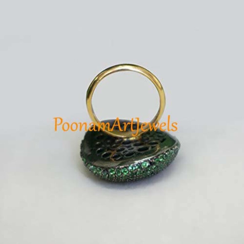Emerald Ring Natural Emerald Ring Solid 925 Sterling Silver Handmade Victorian Jewelry Ring Jewelry PoonamArtJewels