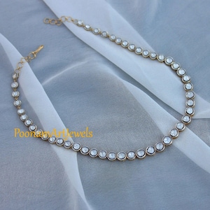 Natural Uncut Diamond Polki Necklace Jewelry Solid 925 Sterling Silver Victorian Necklace Jewelry Wedding Jewelry For Friends and Family