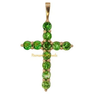 Green Diopside Cross Pendant Natural Green Diopside Pendant Jewelry Solid 925 Sterling Silver Victorian Pendant Jewelry Luck Jewelry