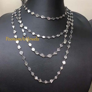 Polki Necklace Natural Uncut Diamond Polki Necklace Solid 925 Sterling Silver Victorian Necklace Jewelry Polki Jewelry