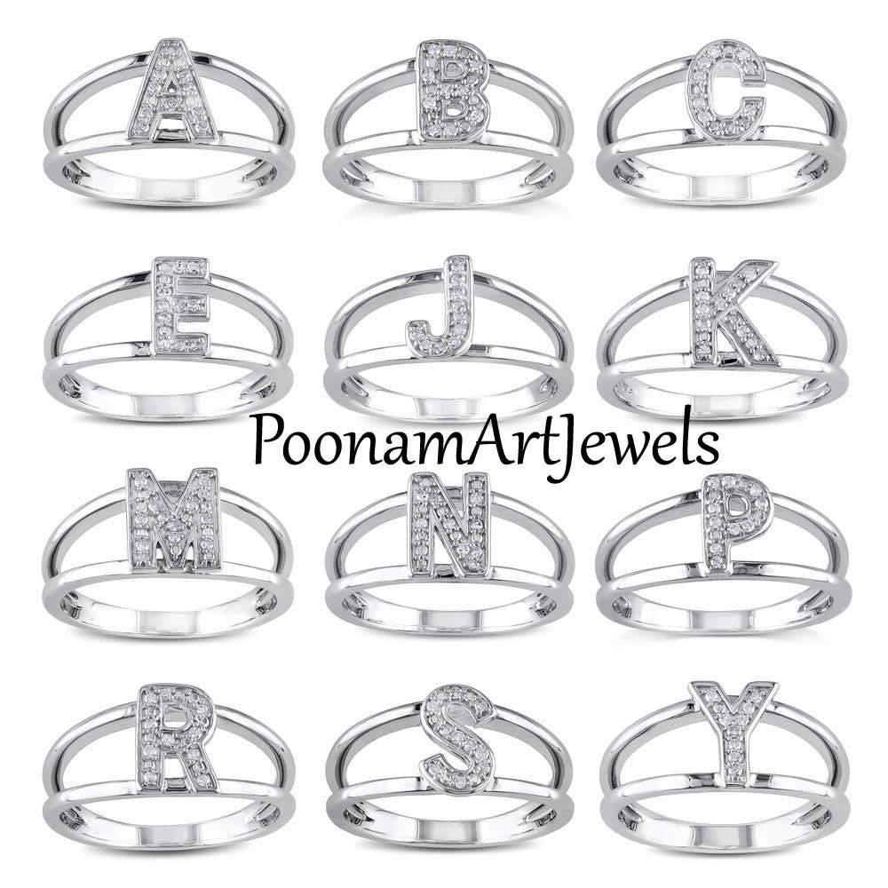 Alphabet Ring Natural Rose Cut Diamond Ring Solid 925 Sterling Etsy