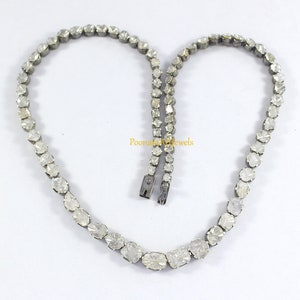 Natural Rose Cut Polki Necklace Solid 925 Sterling Silver Victorian Necklace Jewelry Uncut Diamond Polki Necklace Jewelry
