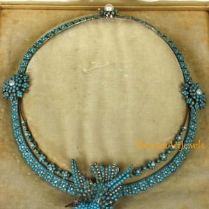 Natural Turquoise Gold Necklace Solid 925k Sterling Silver Victorian Necklace Jewelry PoonamArtJewels