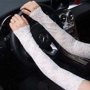 LAST CALL Lace Long Fingerless Arm Sleeve Gloves Driving Sun Blocker Vintage Inspired Elastic Warmers Fancy Mesh Winter Spring USA image 2