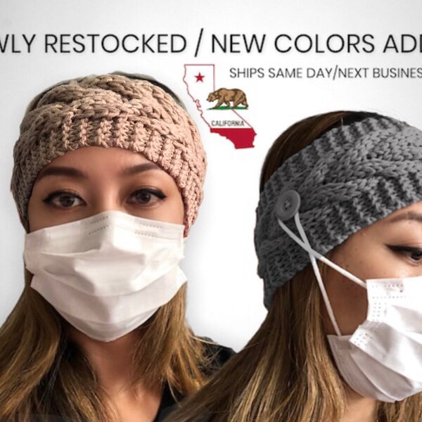 Headband With Buttons for Mask Etsy