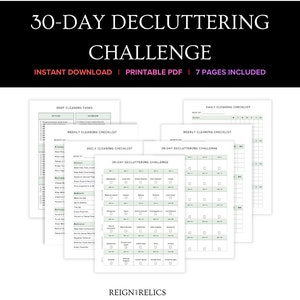 Dateless 30-Day Cleaning Checklist | Organize My Home | Clean To-Do List | 2024 Printable Checklist | Minimalist Cleaning Chart | Customize