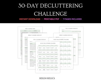 Dateless 30-Day Cleaning Checklist | Organize My Home | Clean To-Do List | 2024 Printable Checklist | Minimalist Cleaning Chart | Customize